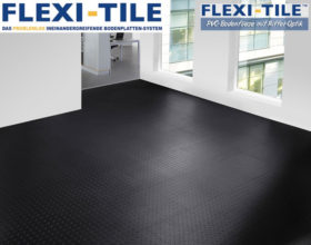 Flexi-Tile Diamond PVC Bodenfliesen - Anwendungsbeispiel in Schwarz