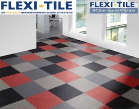 Flexi-Tile Diamond PVC Bodenfliesen - Anwendungsbeispiel mehrere Farben