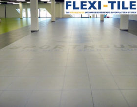 Flexi-Tile PVC Boden Beispielanwendung als Boden im Hallenbereich