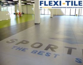 Flexi-Tile PVC Boden Beispielanwendung als Gewerbeboden in Halle