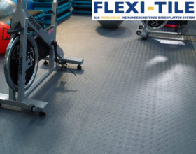 Flexi-Tile PVC Bodenfliesen im Fitnessbereich verlegt