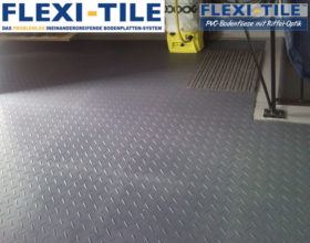 Flexi-Tile PVC Bodenplatten im Garagenbereich - Riffel-Optik Diamond - Nahaufnahme