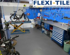 Flexi-Tile PVC-Fliesen als Werkstattboden - Fahrrad-Werkstatt