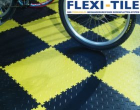 Flexi-Tile PVC Fliesen im Fahrradladen -  Diamond Ausfu¦êhrung - Nahaufnahme