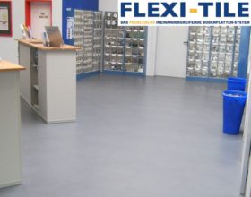 Flexi-Tile PVC-Fliesen im Ladenlokal als Gewerbebodenbelag