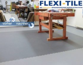 Flexi-Tile als PVC-Fliesen als Werkstattboden