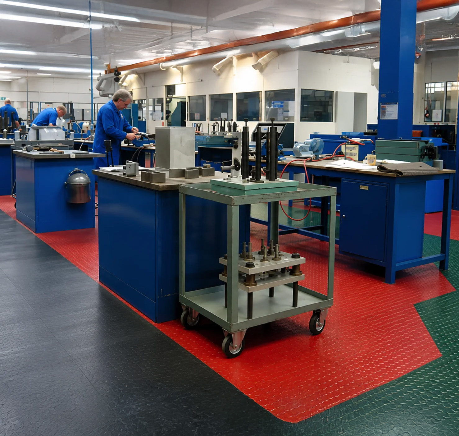 anwendung_werkstattboden_arbeitsplaetze Unser Werkstattboden eignet sich für Montagehallen, KFZ-Werkstätten und andere Bereiche
