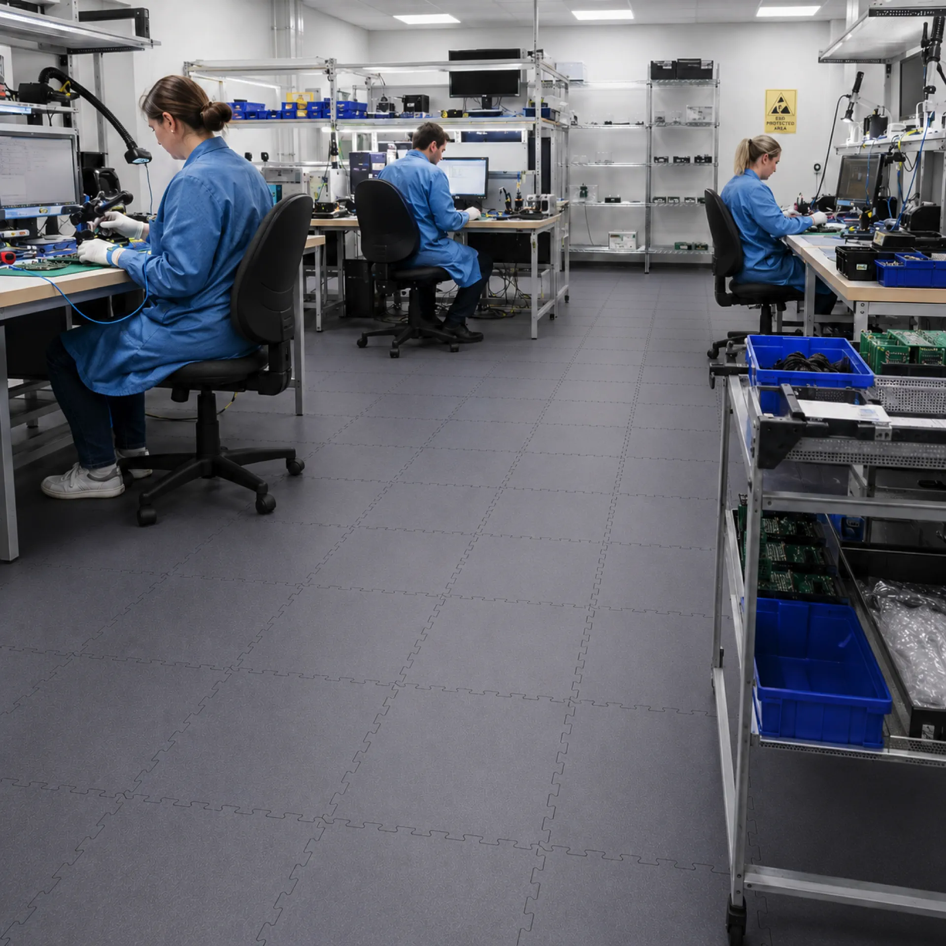 ESD Boden: ableitfähige Klickfliesen | Flexi-Tile